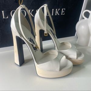 Tom Ford Wooden Platform Sandal - Cream - 41